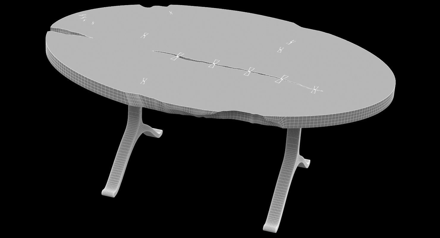 BDDW Maple Slab Elipse Table 3D model_6