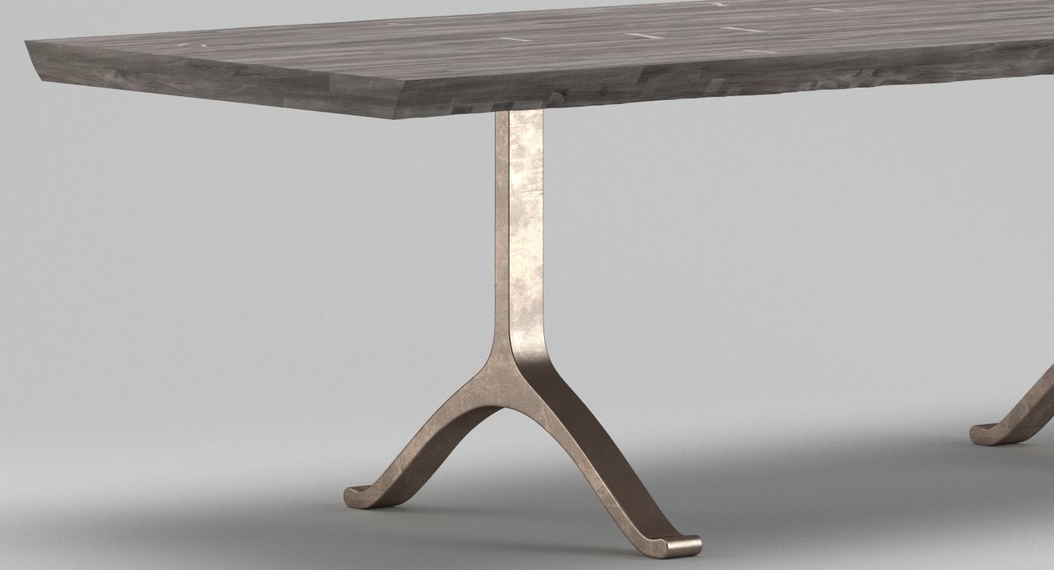BDDW Maple Slab Rectangle Table 3D model_2