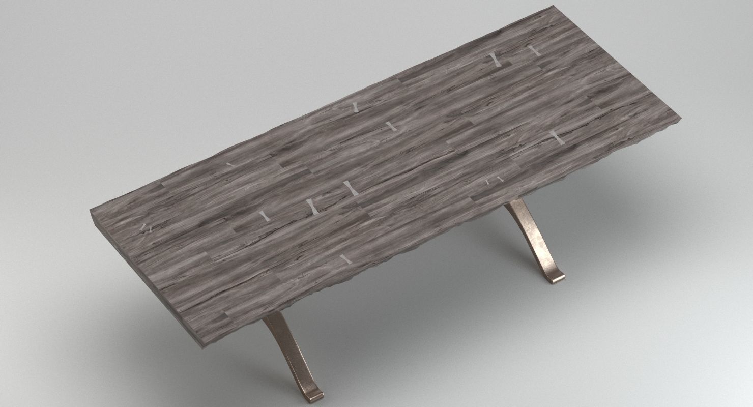 BDDW Maple Slab Rectangle Table 3D model_1