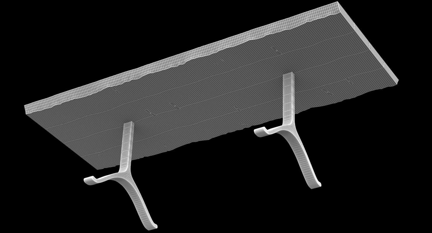 BDDW Maple Slab Rectangle Table 3D model_6