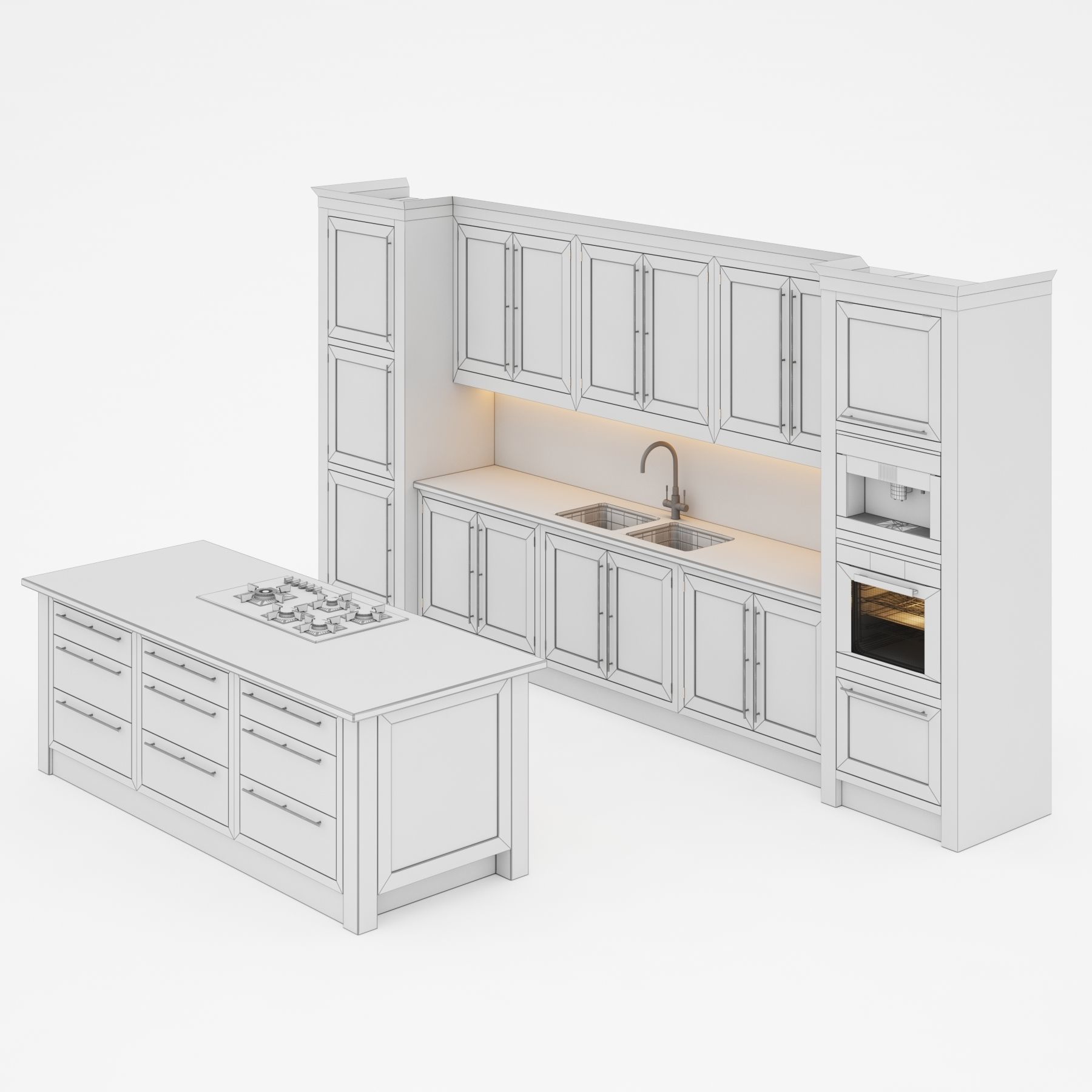 kitchen 3 with cabinets and marble counter tops 3D model_2