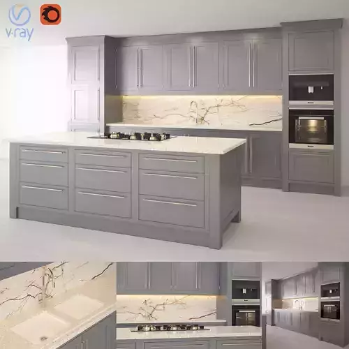 kitchen 3 with cabinets and marble counter tops