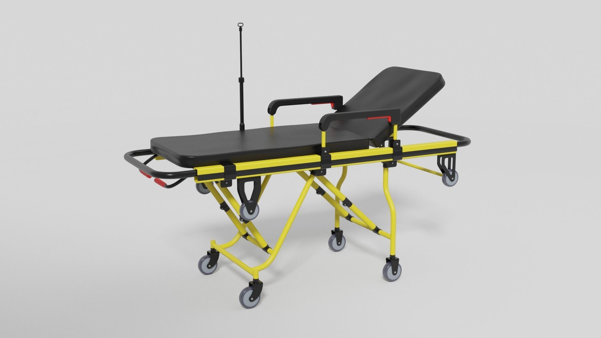 Emergency ambulance stretcher 3D model_2