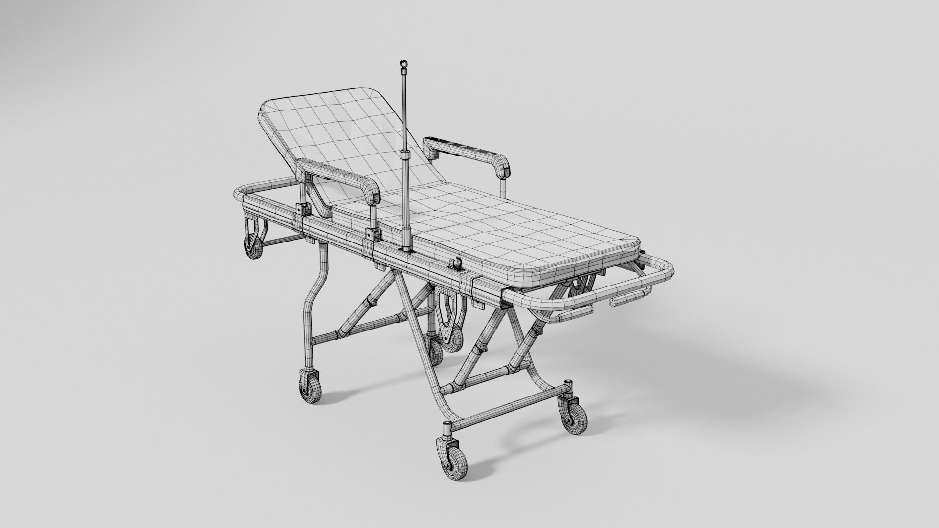 Emergency ambulance stretcher 3D model_5