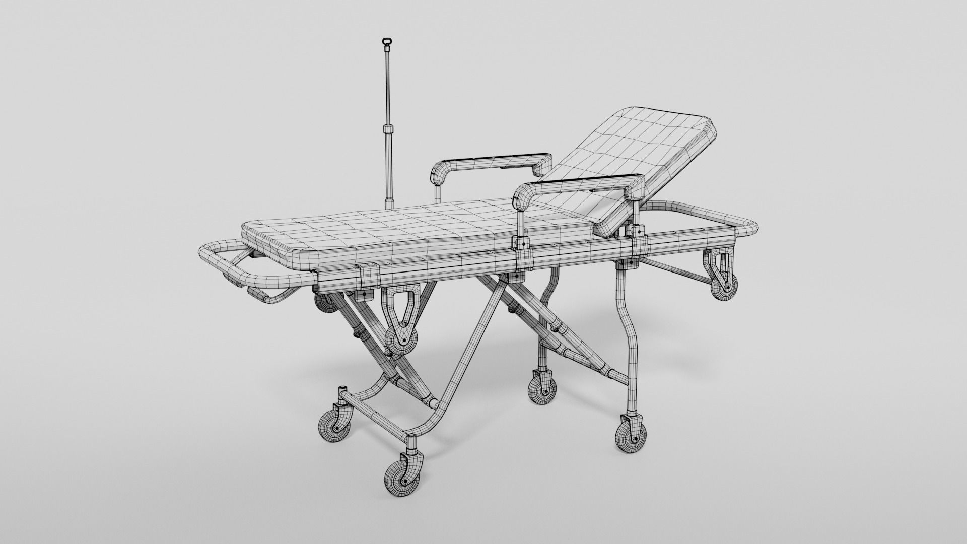 Emergency ambulance stretcher 3D model_6