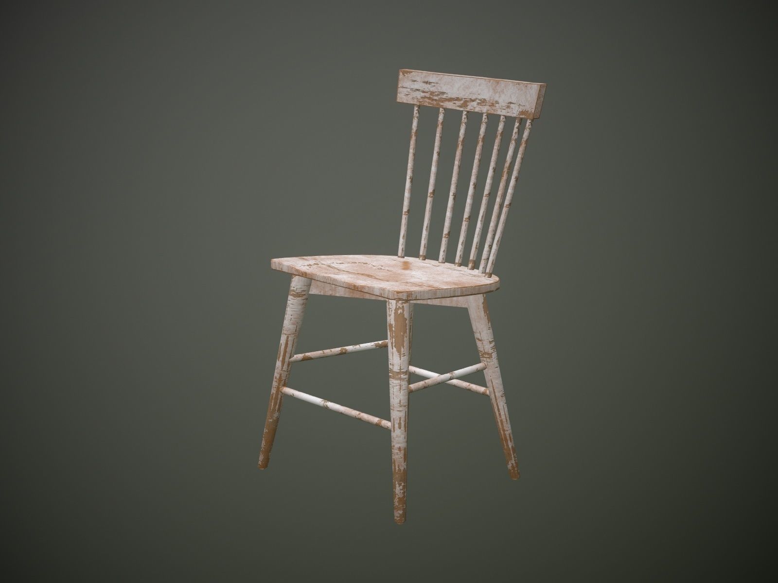 Dirty Wooden Chair  Low-poly 3D model_13
