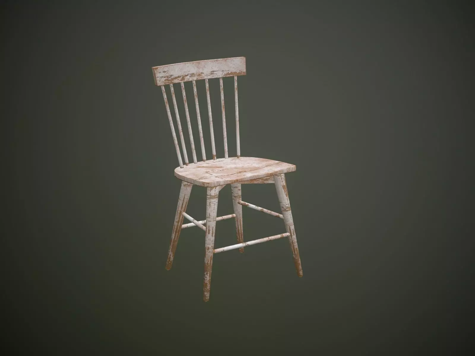 Dirty Wooden Chair  Low-poly 3D model_0