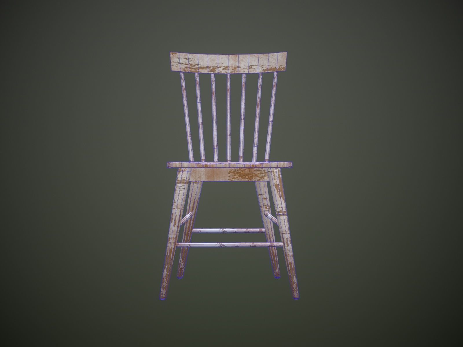 Dirty Wooden Chair  Low-poly 3D model_15