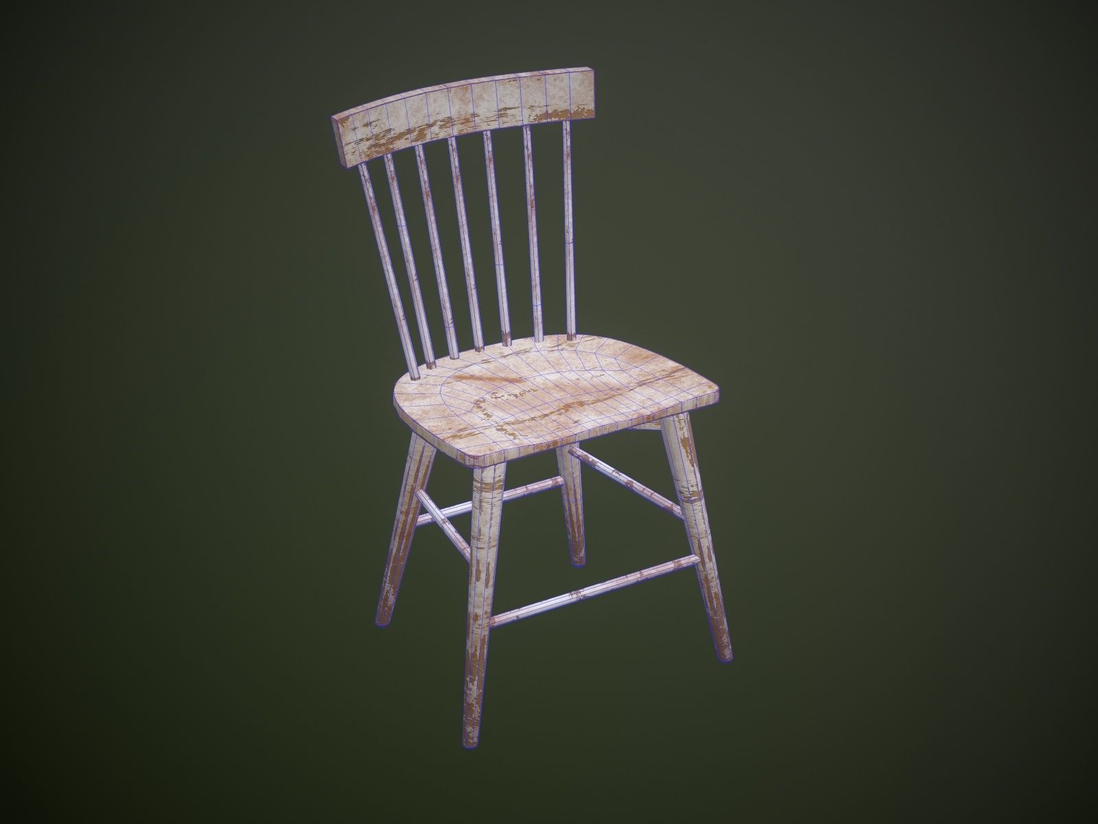 Dirty Wooden Chair  Low-poly 3D model_16