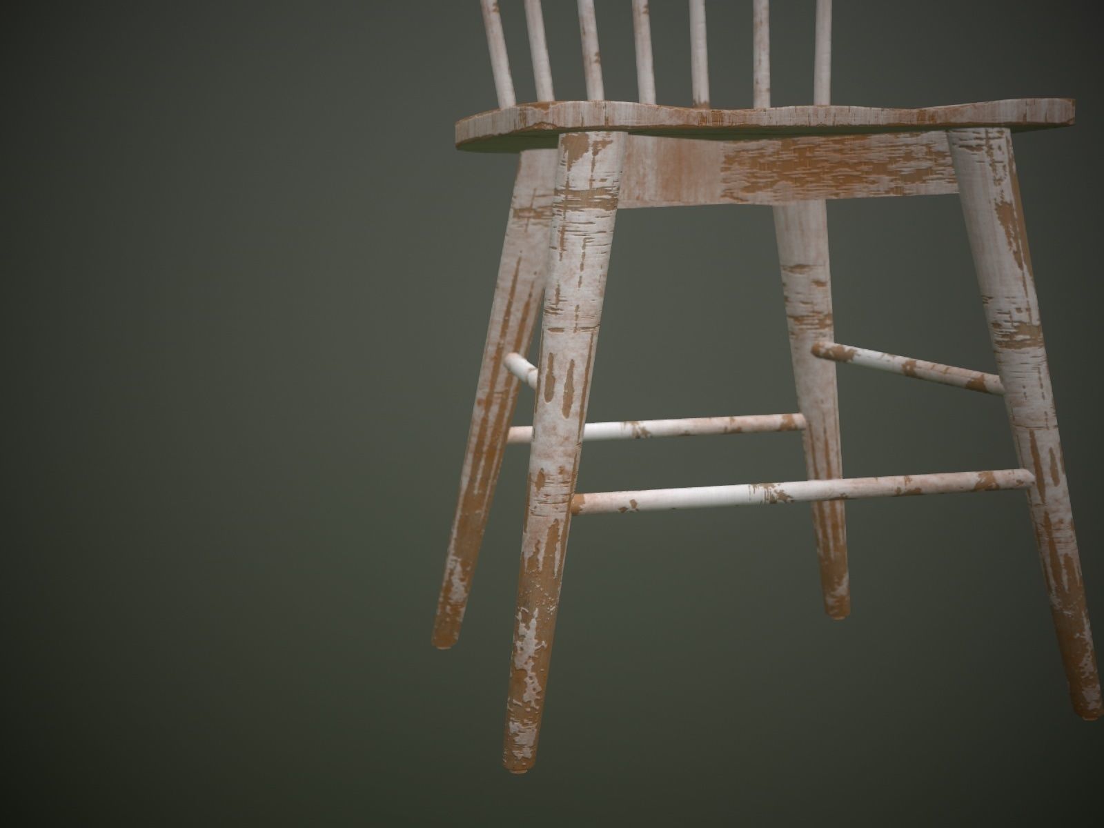 Dirty Wooden Chair  Low-poly 3D model_5