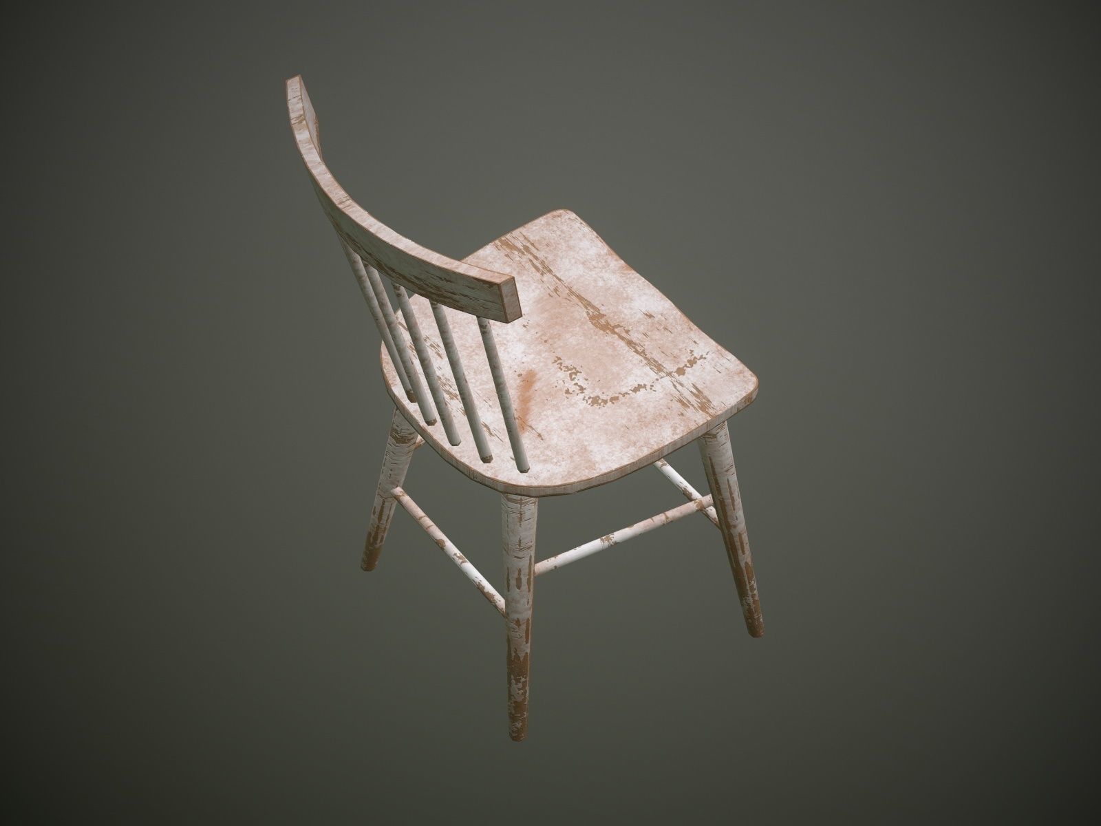 Dirty Wooden Chair  Low-poly 3D model_10