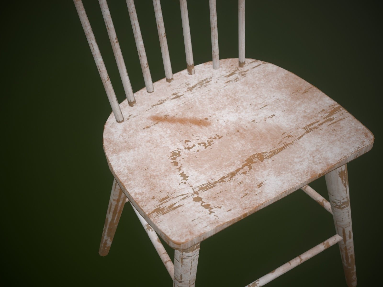 Dirty Wooden Chair  Low-poly 3D model_7