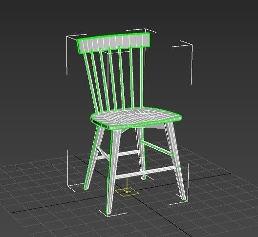 Dirty Wooden Chair  Low-poly 3D model_4