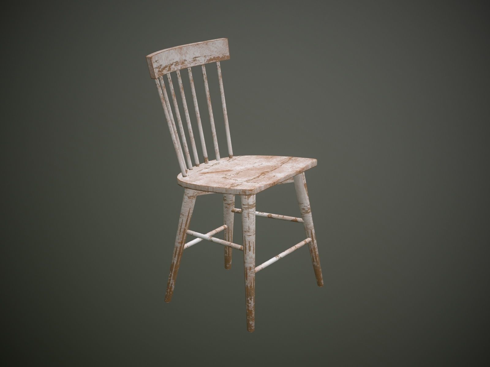 Dirty Wooden Chair  Low-poly 3D model_11