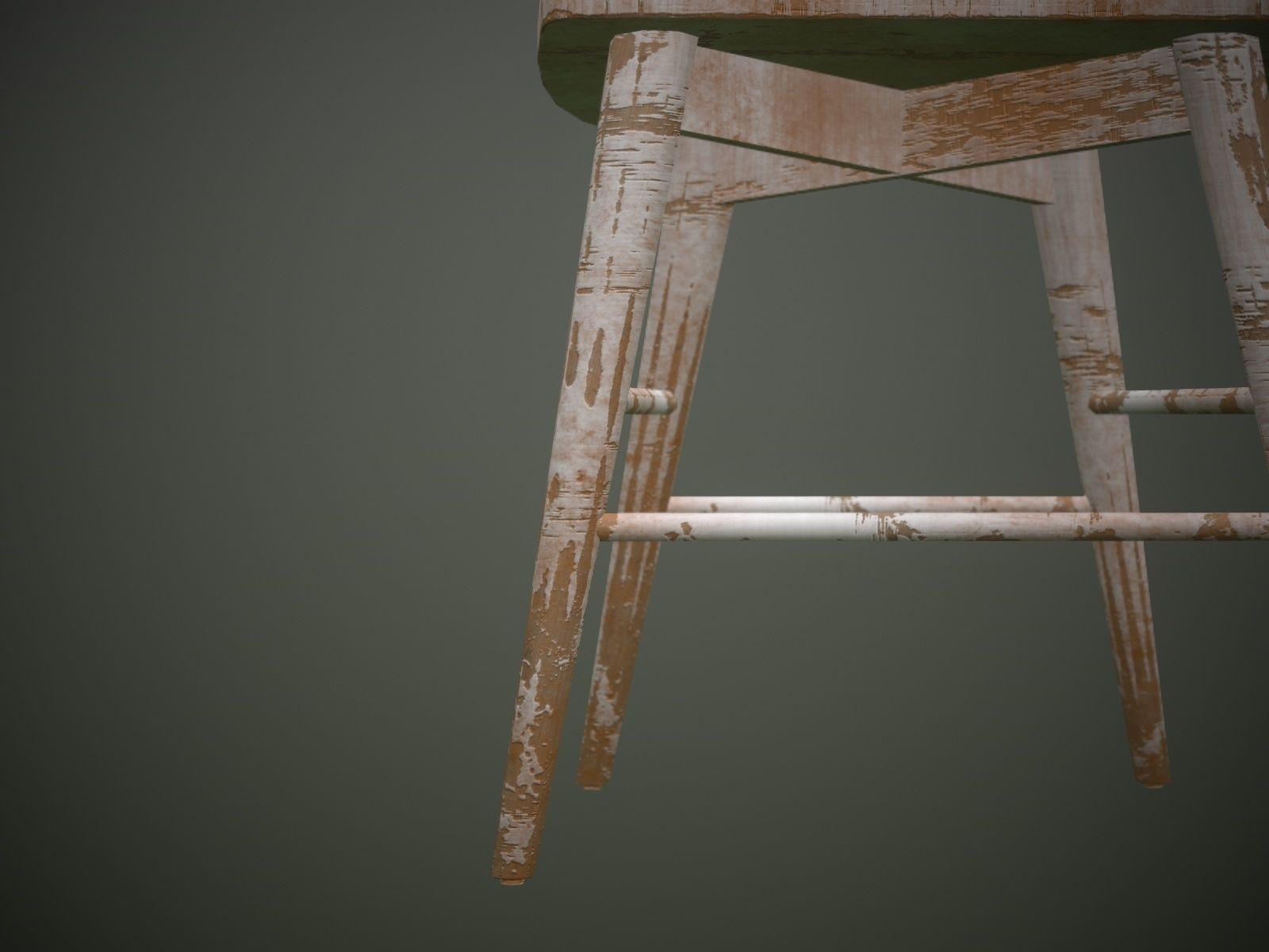 Dirty Wooden Chair  Low-poly 3D model_8