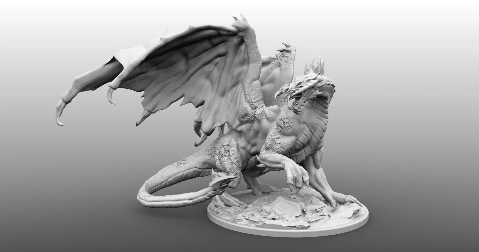 Four Inch Base Black Dragon Miniature 3D print model