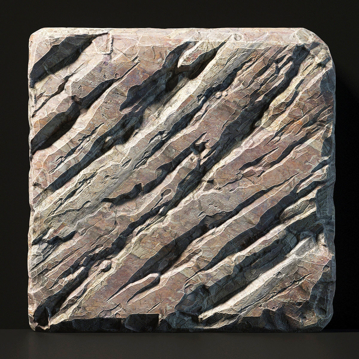 Slab stone rock granite huge n1 3D model_3