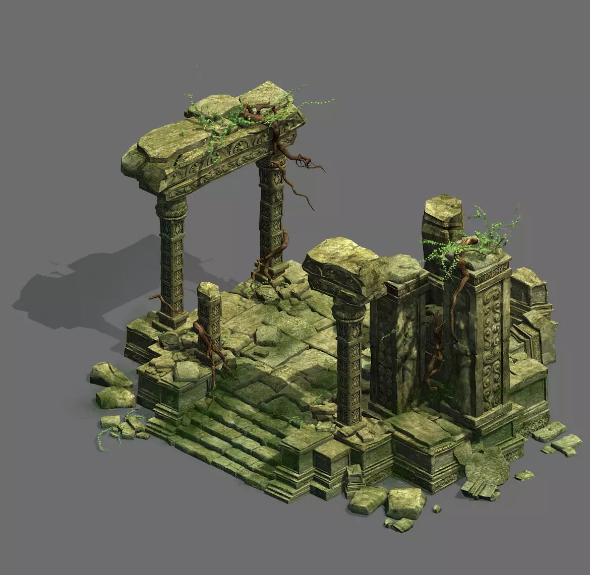 Kashayana Buddha in the ruins of the forest 4 3D model_0