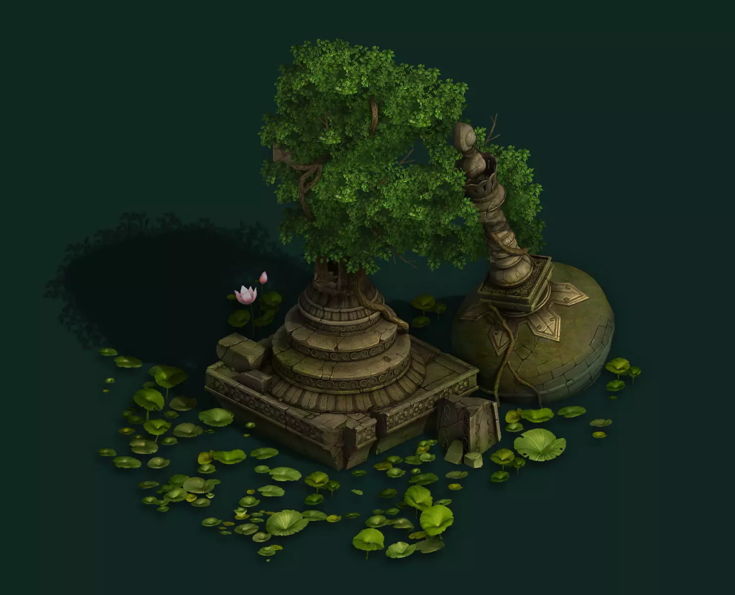 Kashayana Buddhist Forest Broken Water Pagoda 1 3D model_0