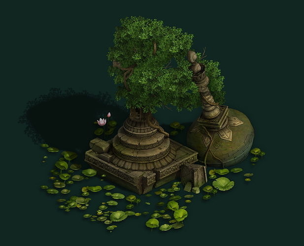 Kashayana Buddhist Forest Broken Water Pagoda 1 3D model