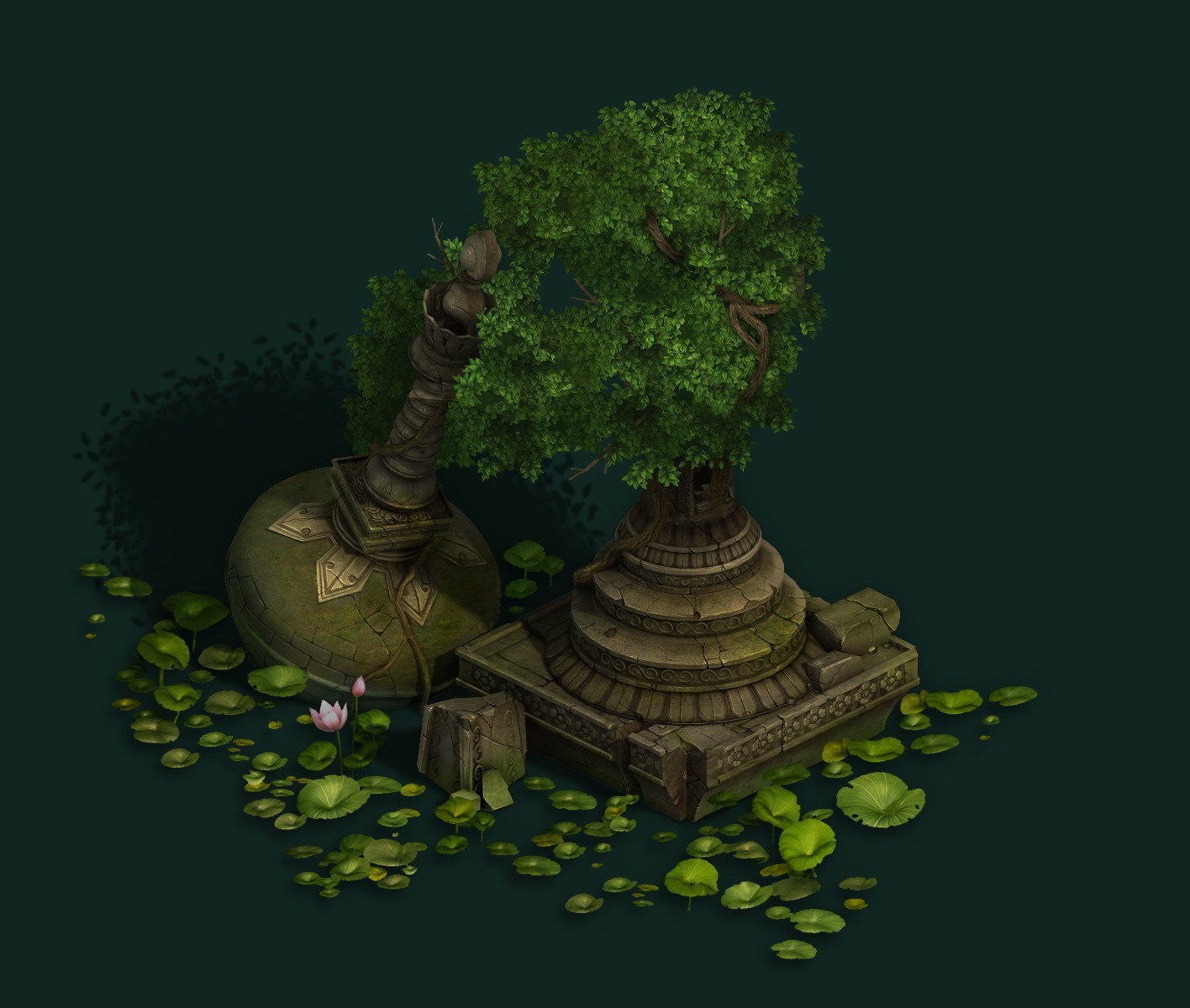 Kashayana Buddhist Forest Broken Water Pagoda 1 3D model_1