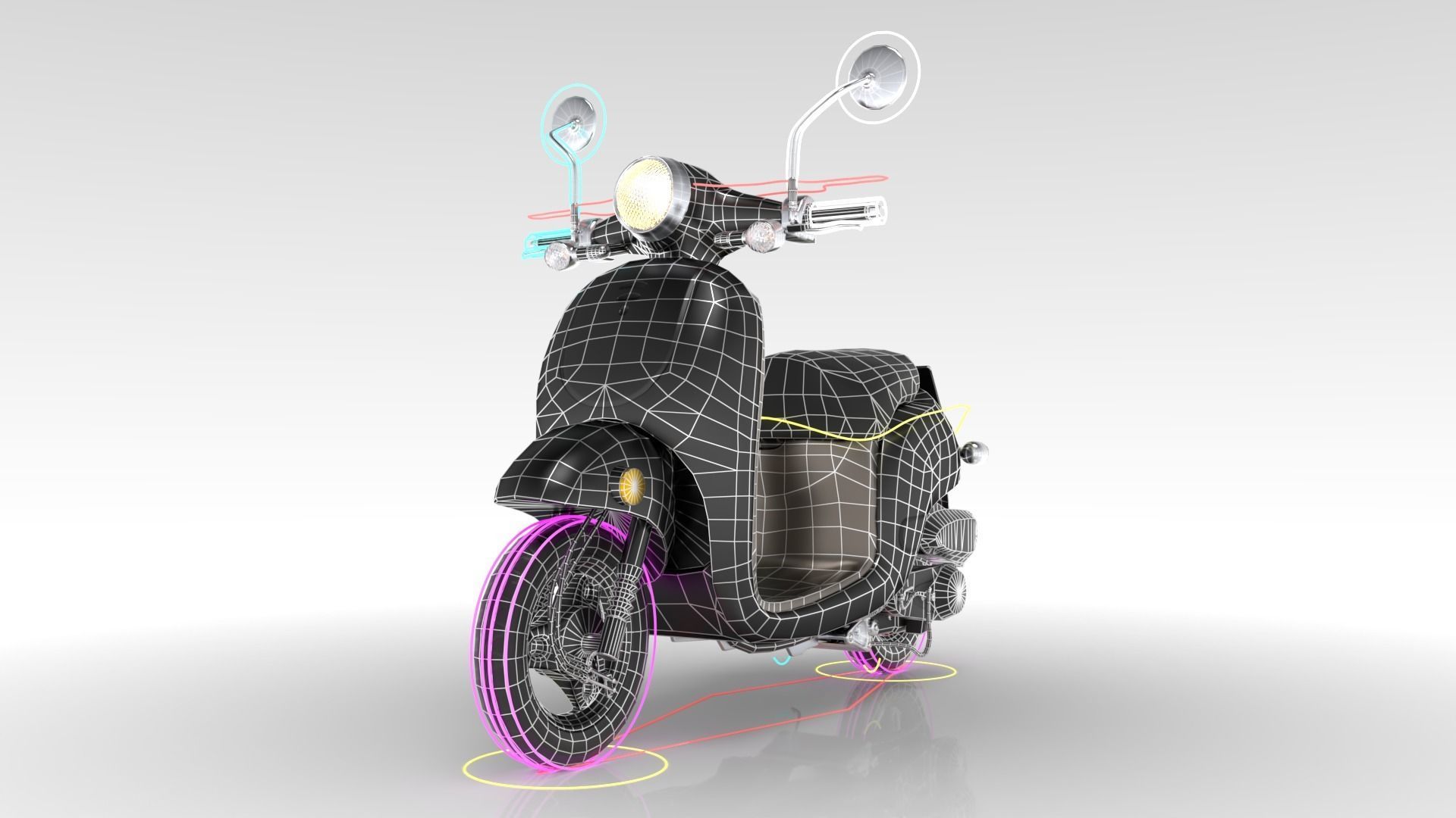 Game Ready Motorcycle scooter Low-poly 3D model_6