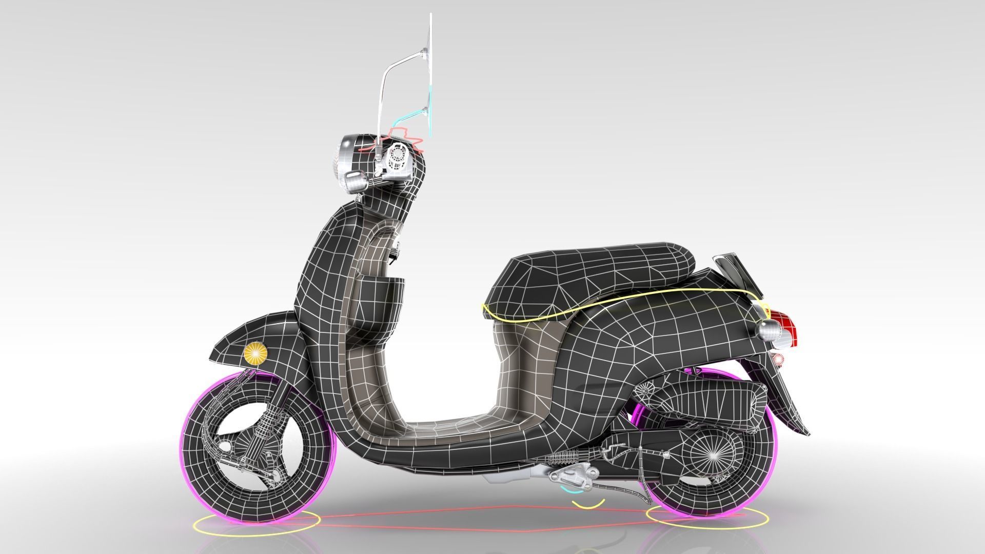 Game Ready Motorcycle scooter Low-poly 3D model_7