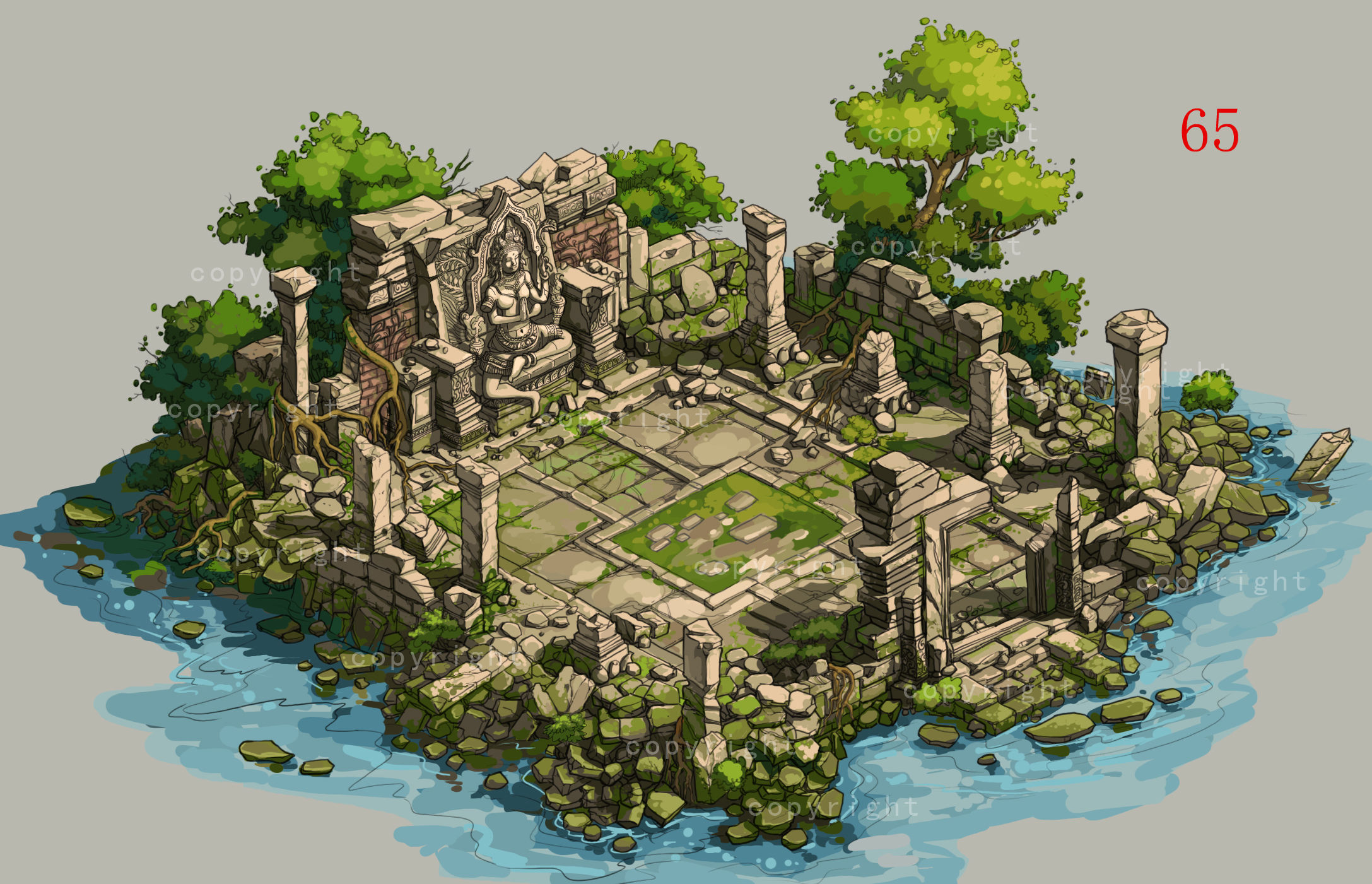 Model - Kashayana Buddha Forest Law Hall altar 3D model_1