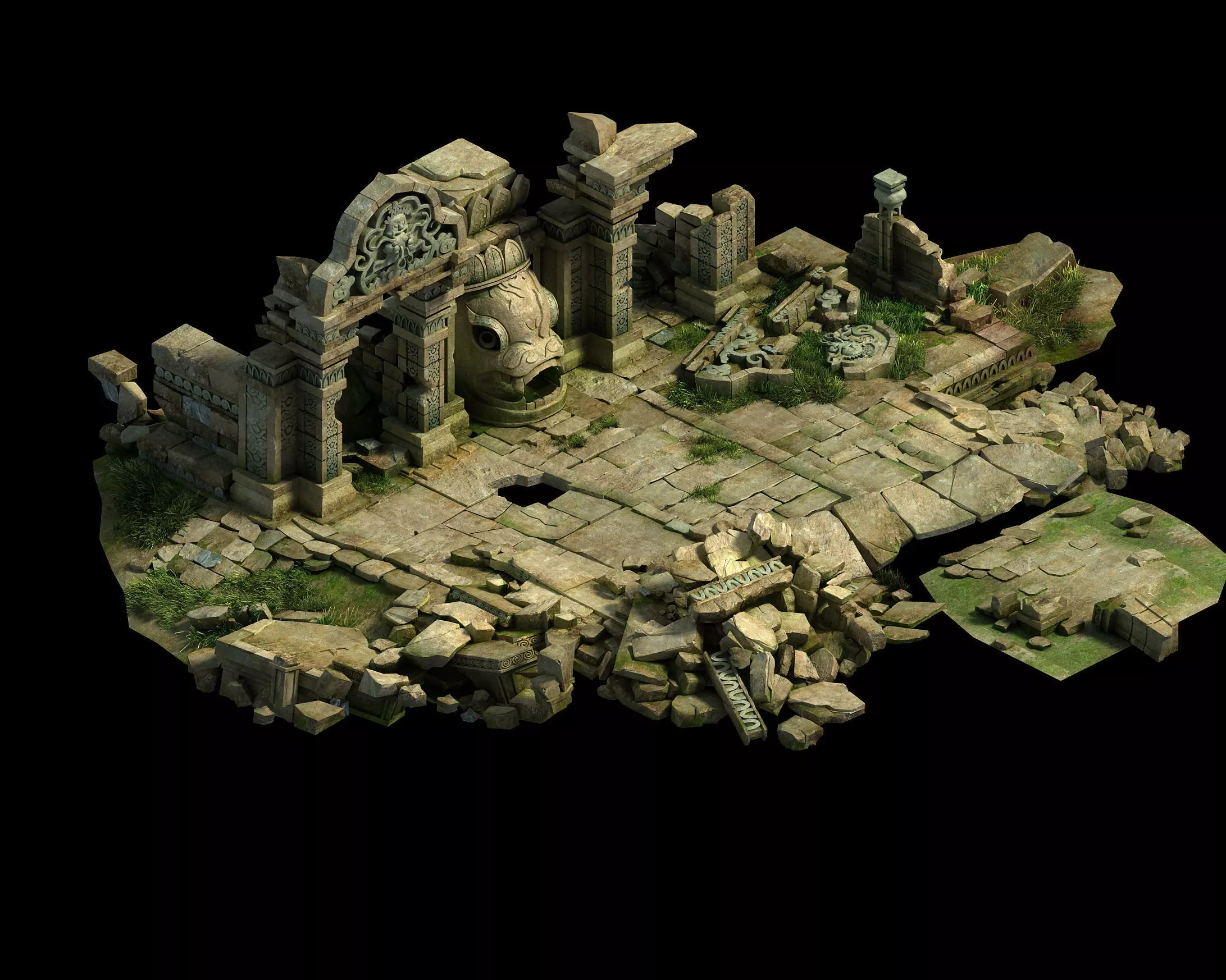 Kashayana Buddha Forest Four Kings Hall ruins 3D model_0