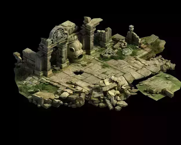 Kashayana Buddha Forest Four Kings Hall ruins 3D model