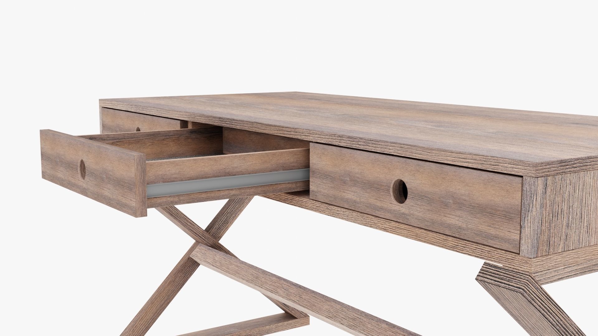 Modern Wooden Desk Low-poly 3D model_13