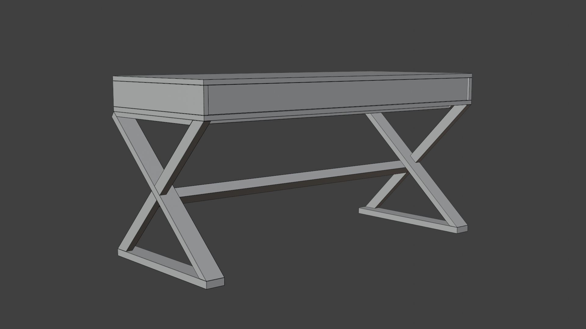 Modern Wooden Desk Low-poly 3D model_8