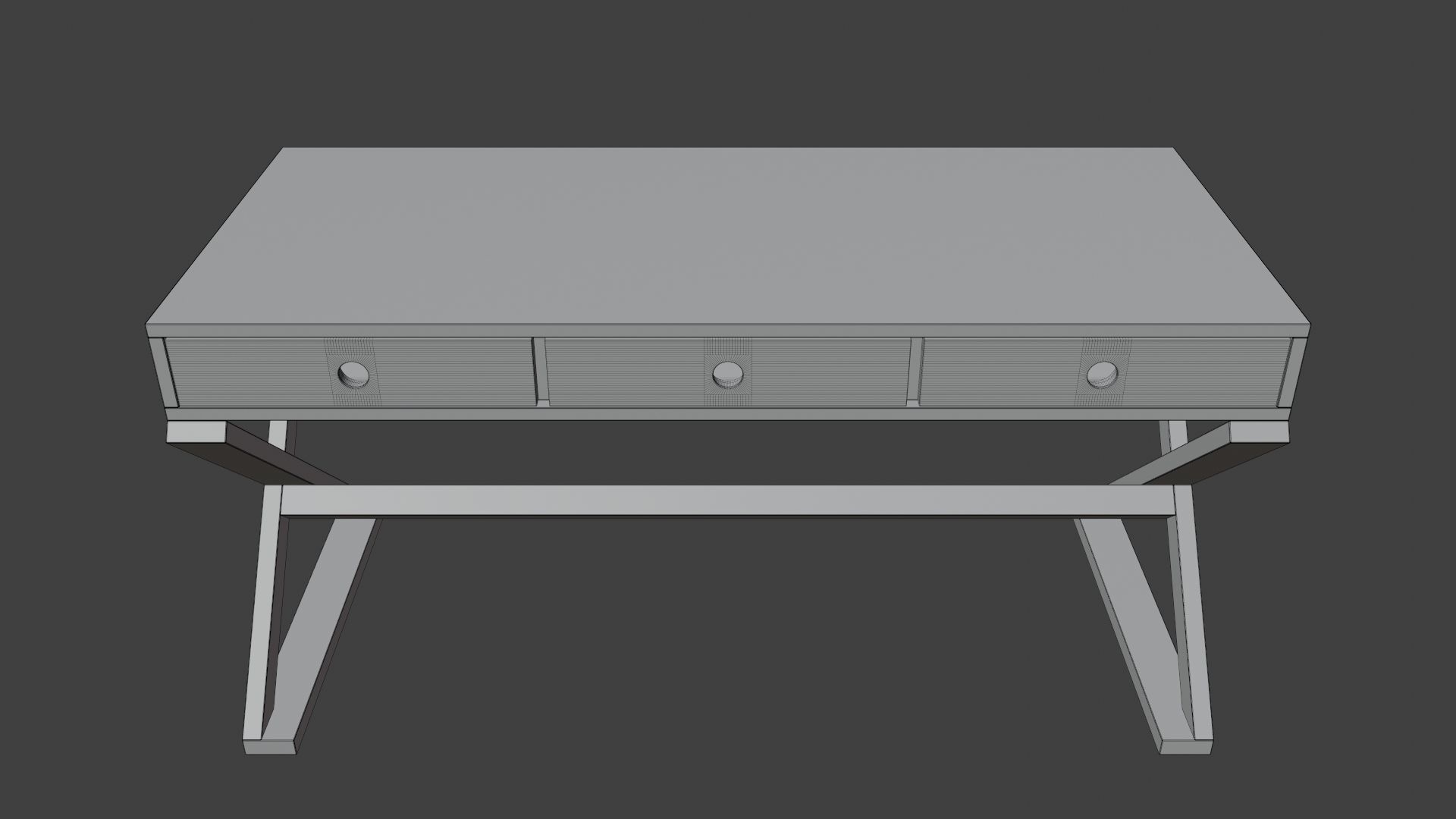 Modern Wooden Desk Low-poly 3D model_2