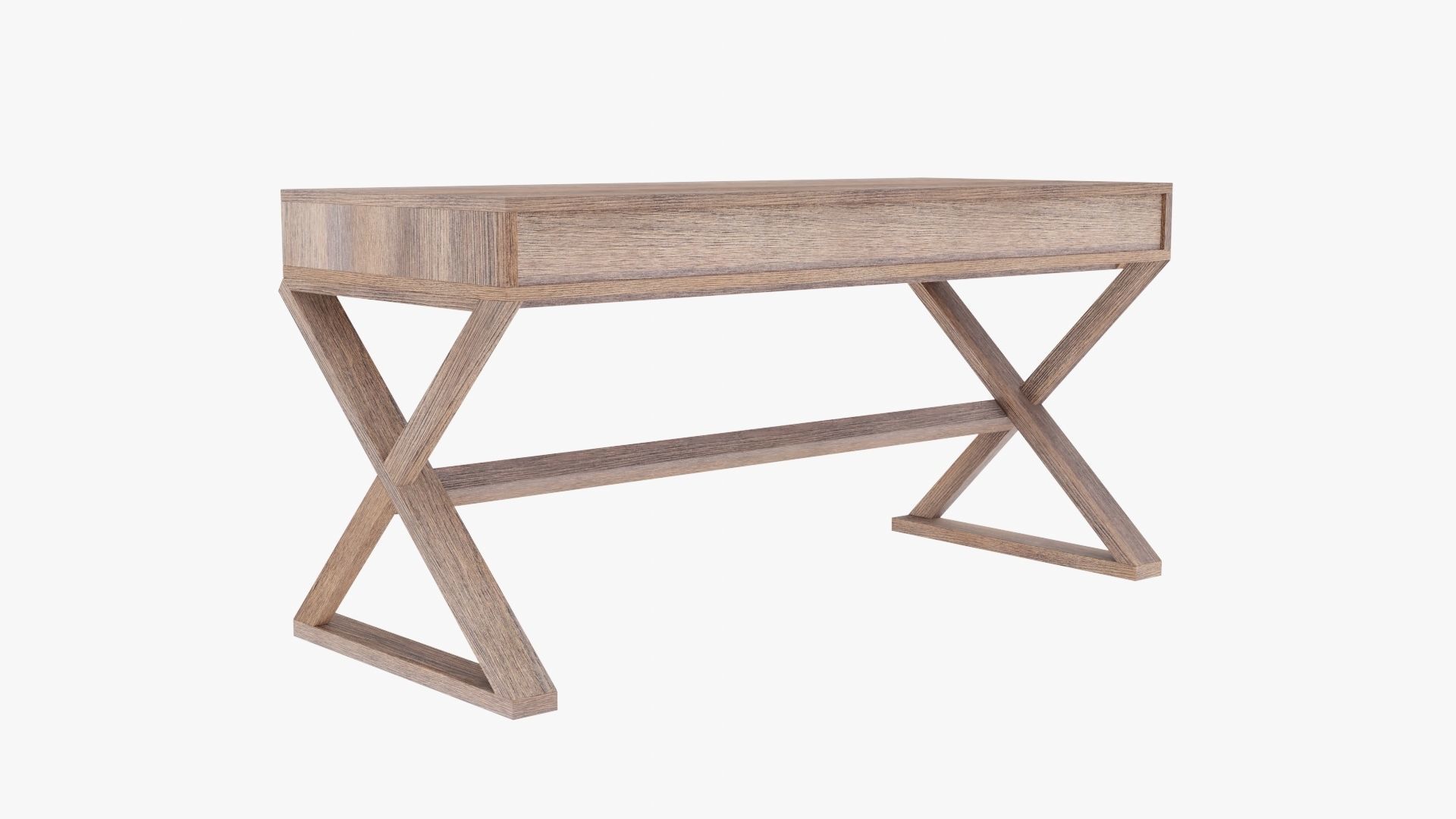 Modern Wooden Desk Low-poly 3D model_7