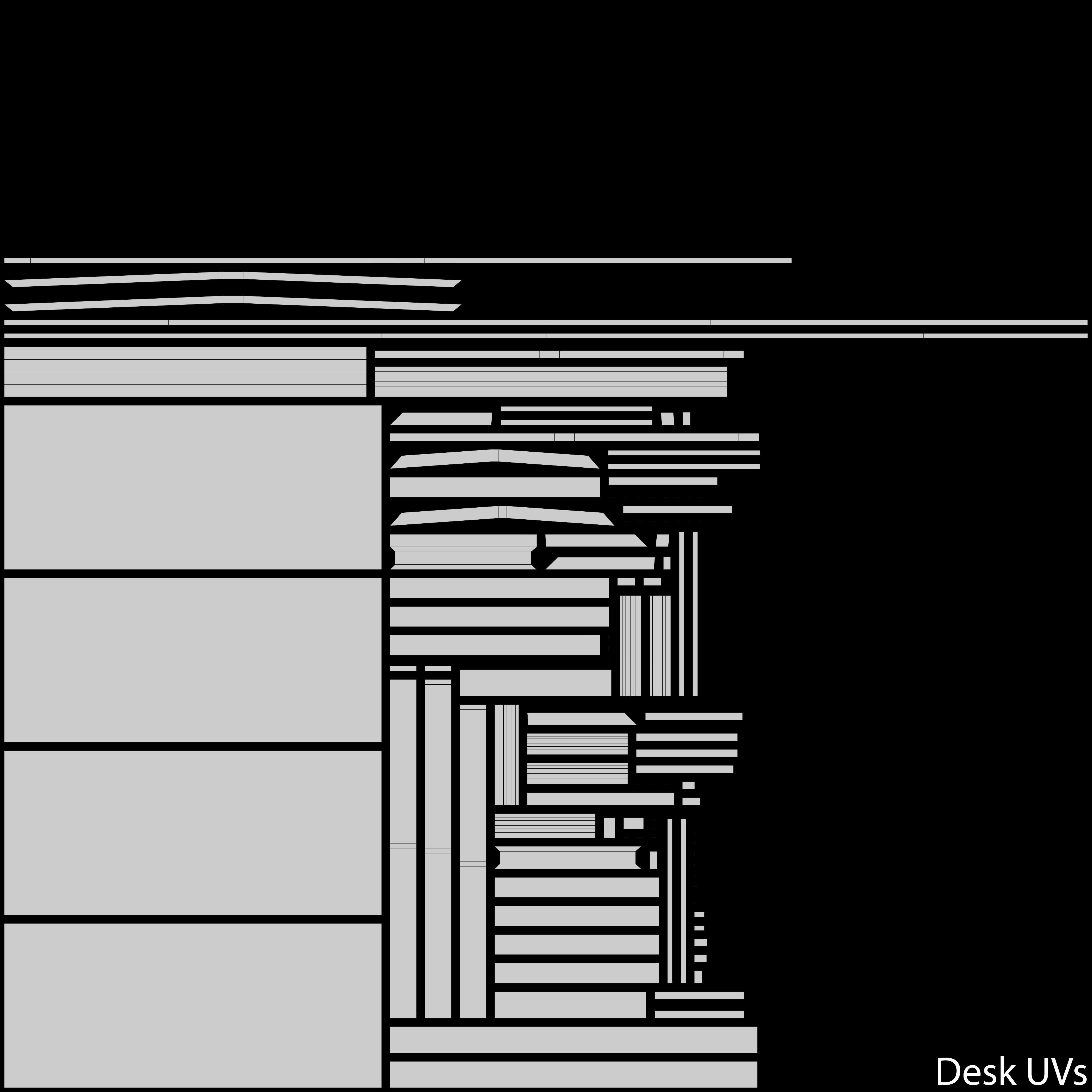 Modern Wooden Desk Low-poly 3D model_15