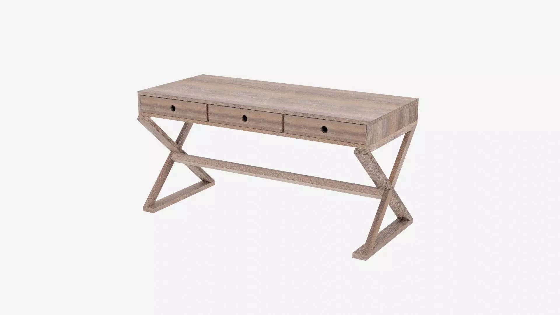 Modern Wooden Desk Low-poly 3D model_0