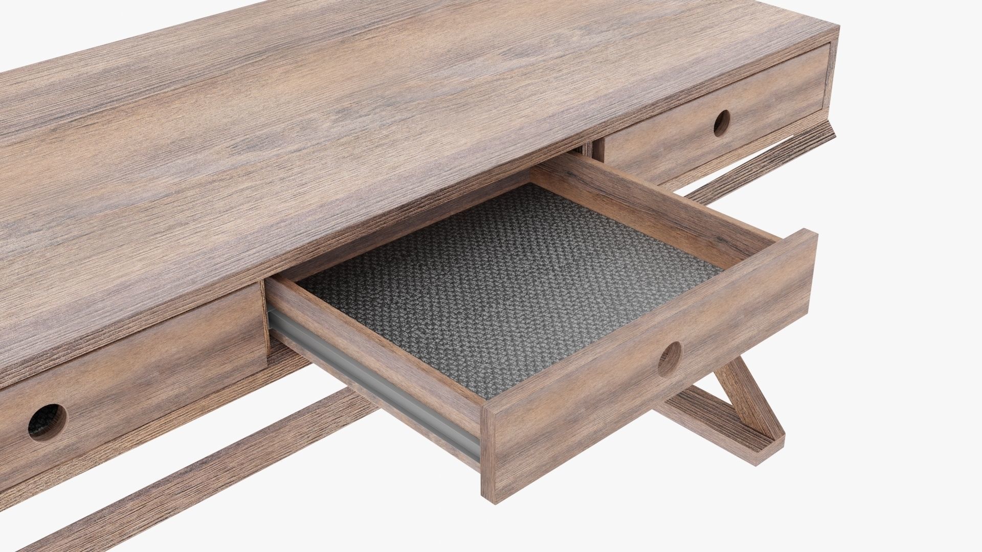 Modern Wooden Desk Low-poly 3D model_11