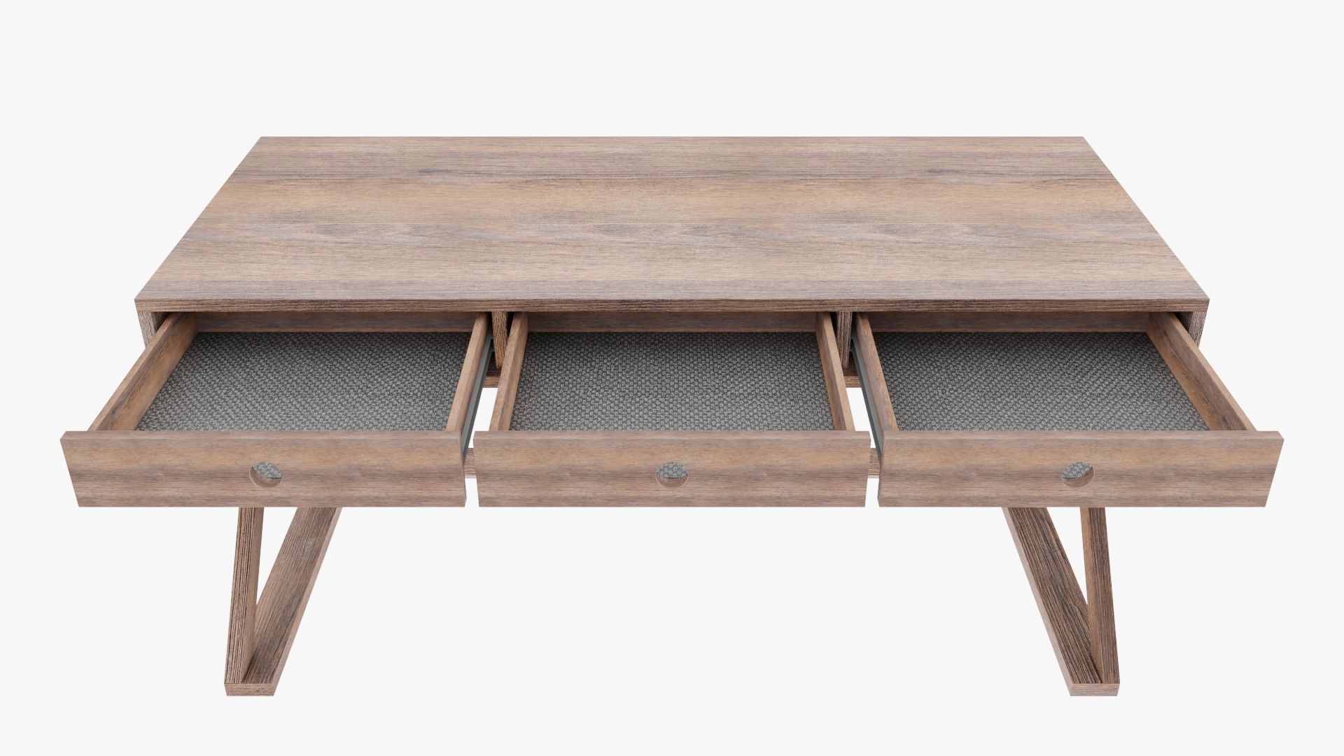 Modern Wooden Desk Low-poly 3D model_3