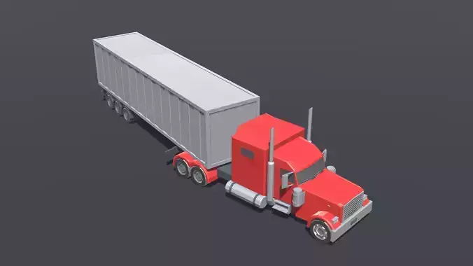 American Truck with Trailer Lowpoly 