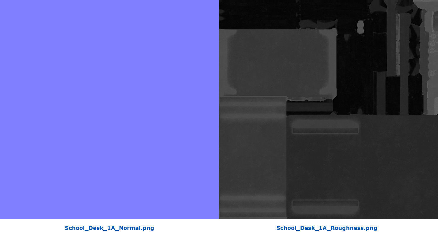 School Desk And Chair 1A Low-poly 3D model_17