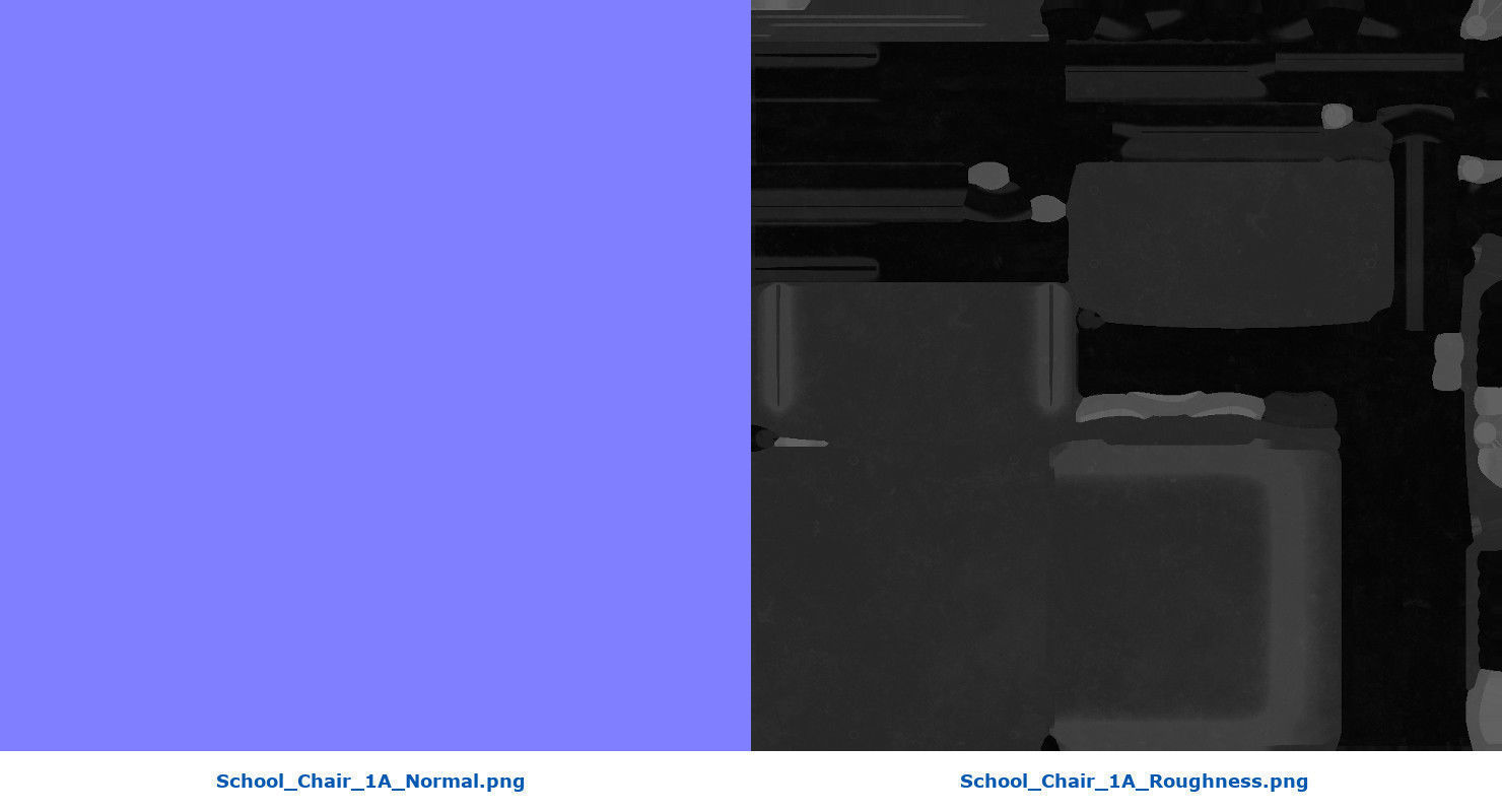 School Desk And Chair 1A Low-poly 3D model_13