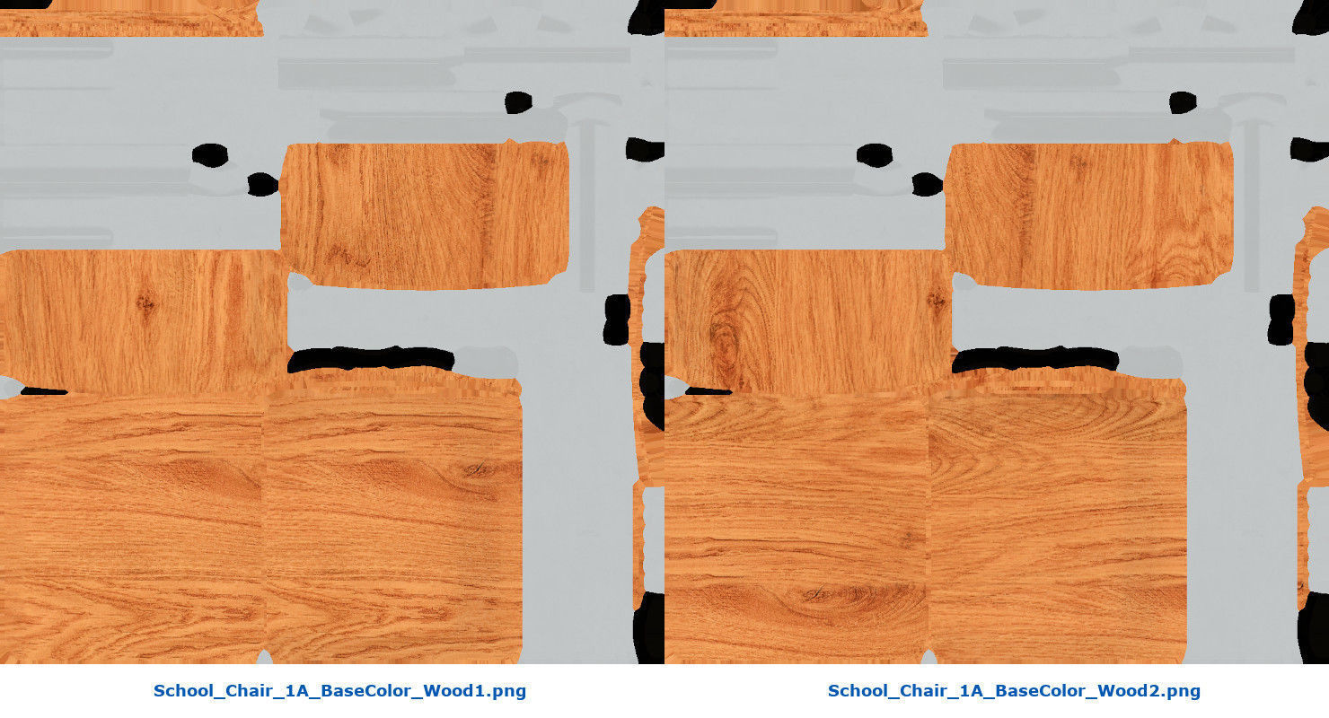 School Desk And Chair 1A Low-poly 3D model_11