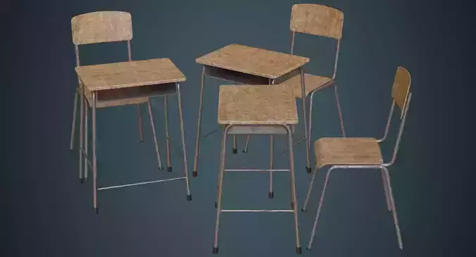 School Desk And Chair 1B