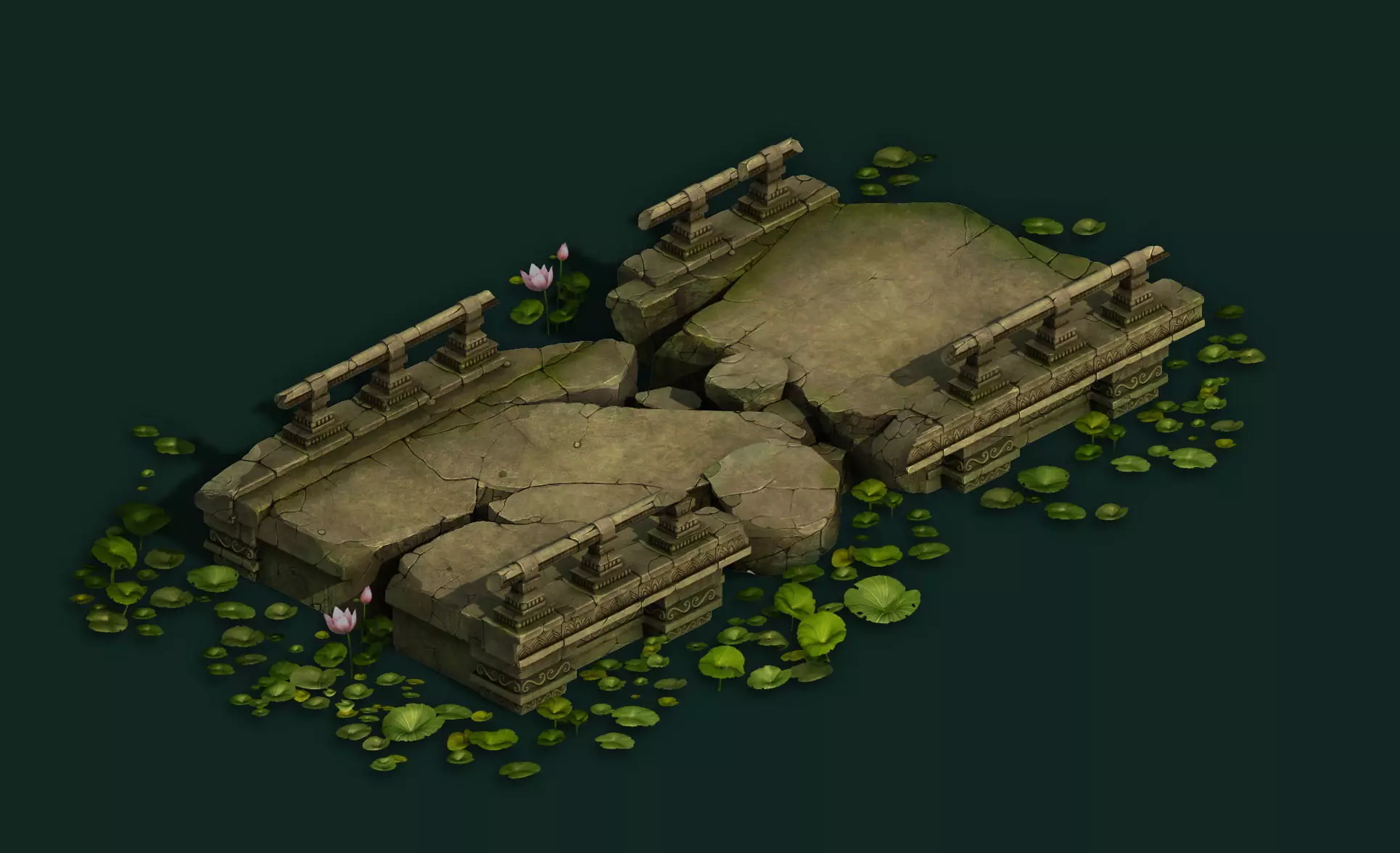 Kashayana Buddhism Forest Broken Stone Bridge 01 3D model_0