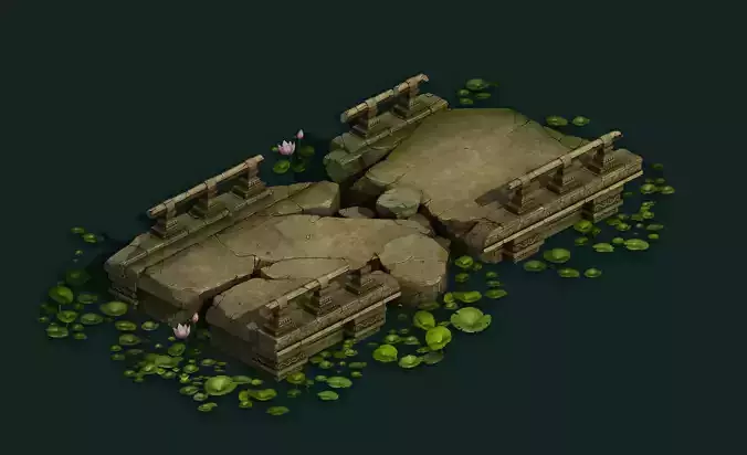 Kashayana Buddhism Forest Broken Stone Bridge 01