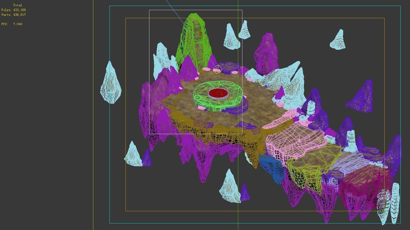 Game model - Hanging Garden - immortal stone platf 3D model_3