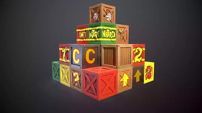 Stylized Crash bandicoot Crates