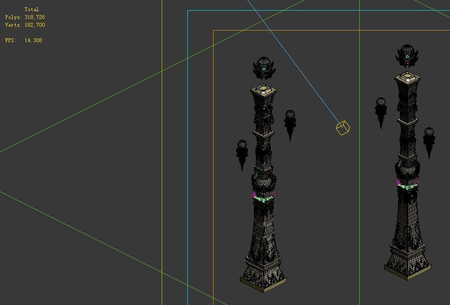 Game model - Hanging Garden - Cloud pillar 3D model_1