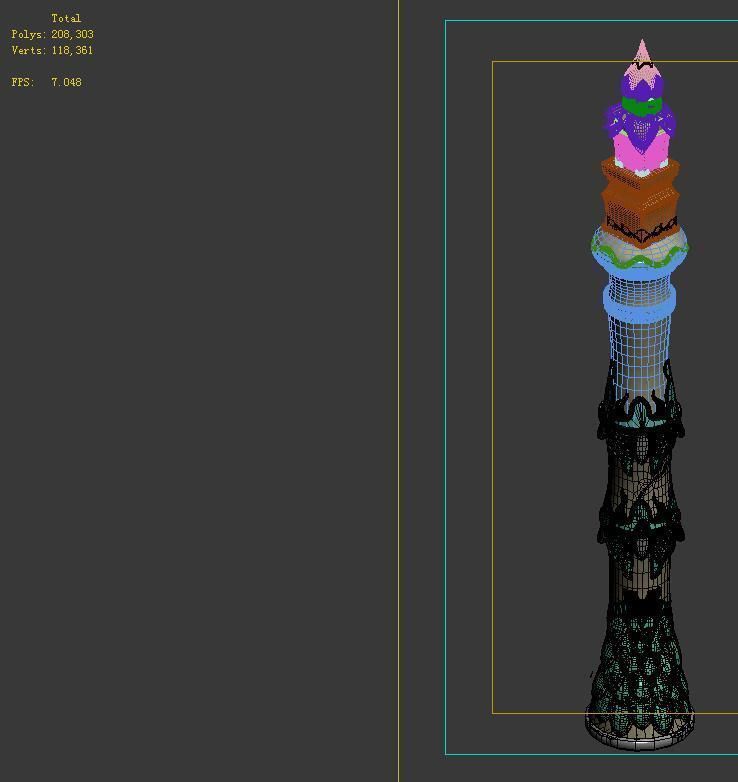 Game model - Hanging Garden - Cloud pillar 02 3D model_1