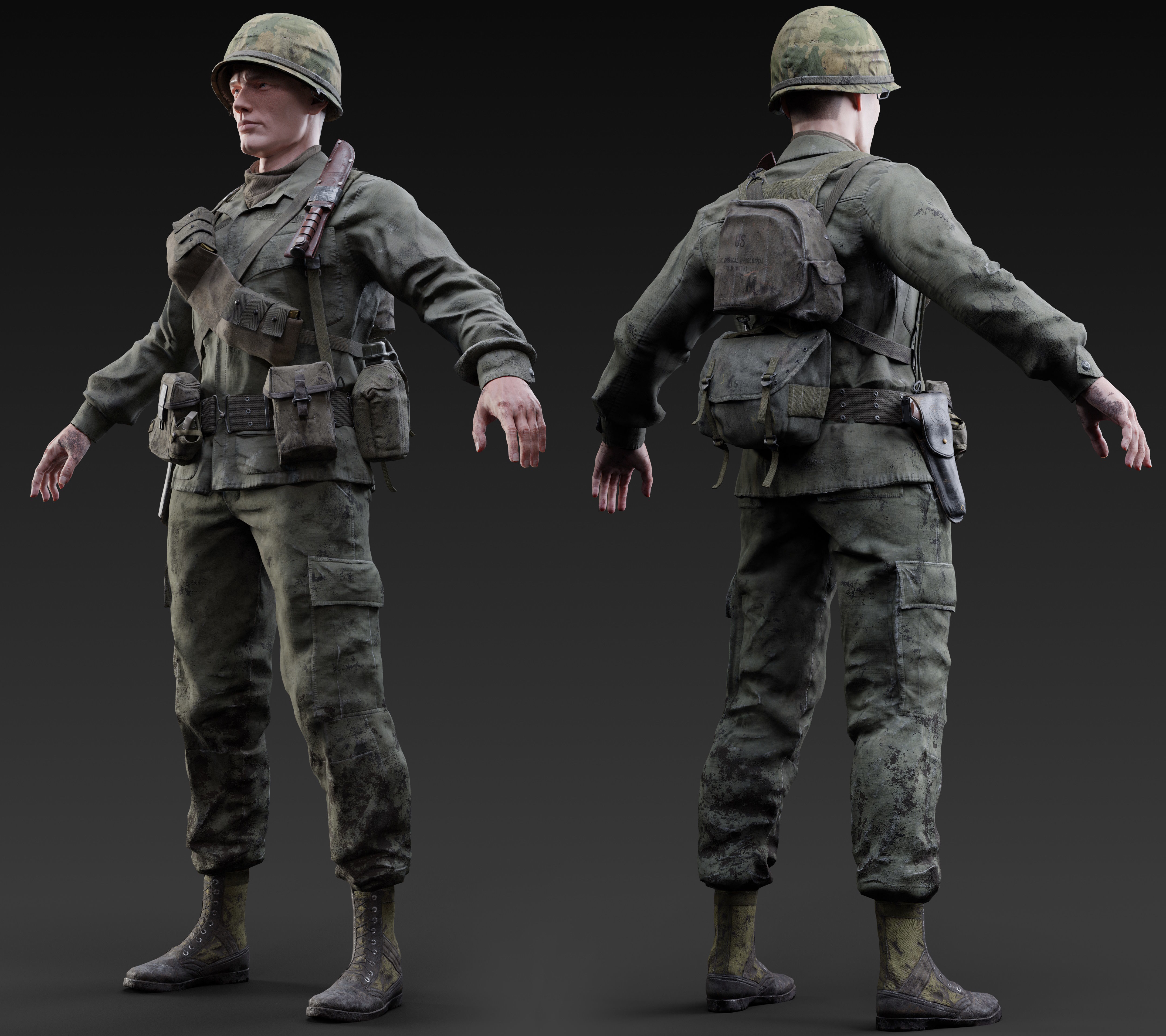 3D model Vietnam War American Soldier Rigged VR / AR / low-poly | CGTrader